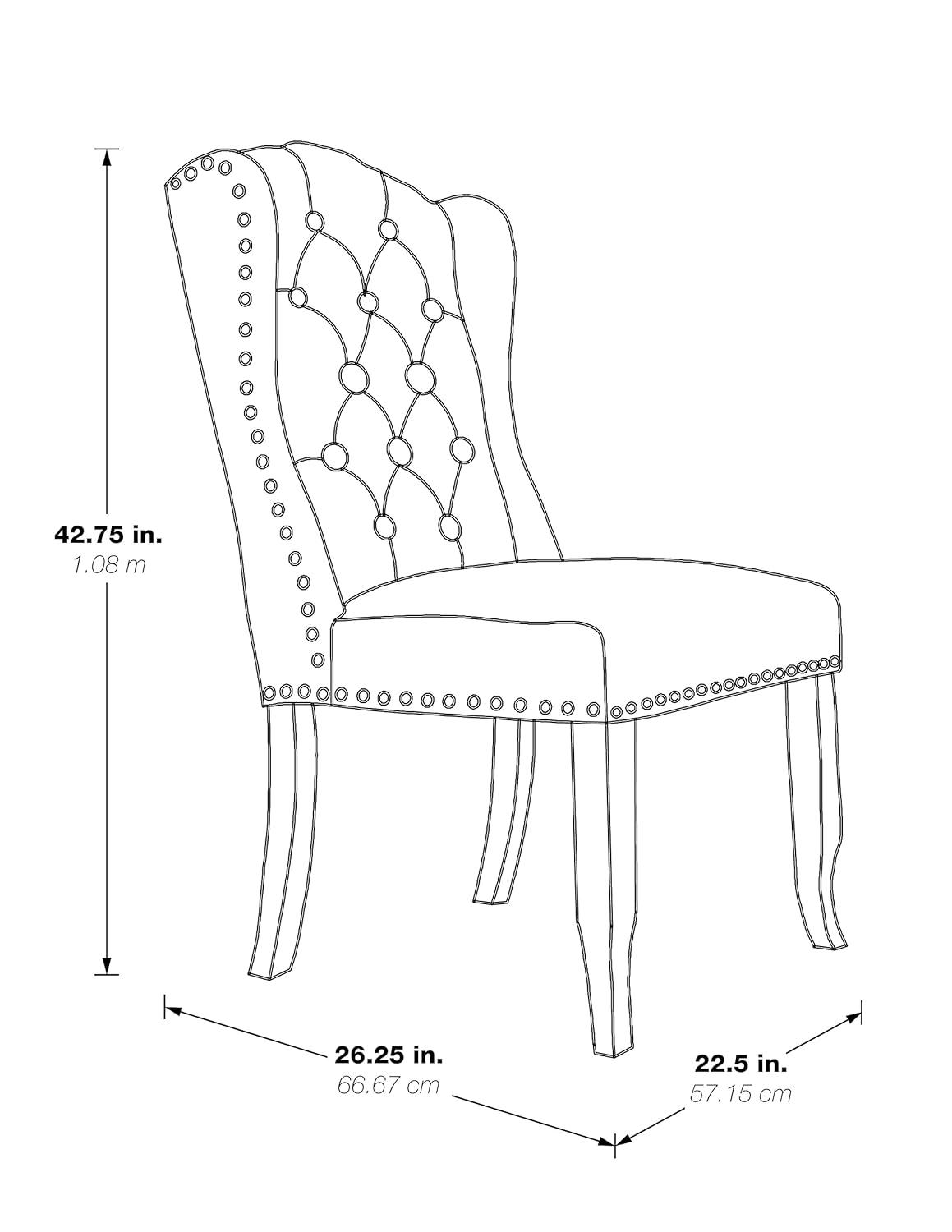 Jessica Tufted Wingback Dining Chair Navy - OSP Home Furnishings: Polyester Upholstery, Nailhead Trim, Solid Wood Legs