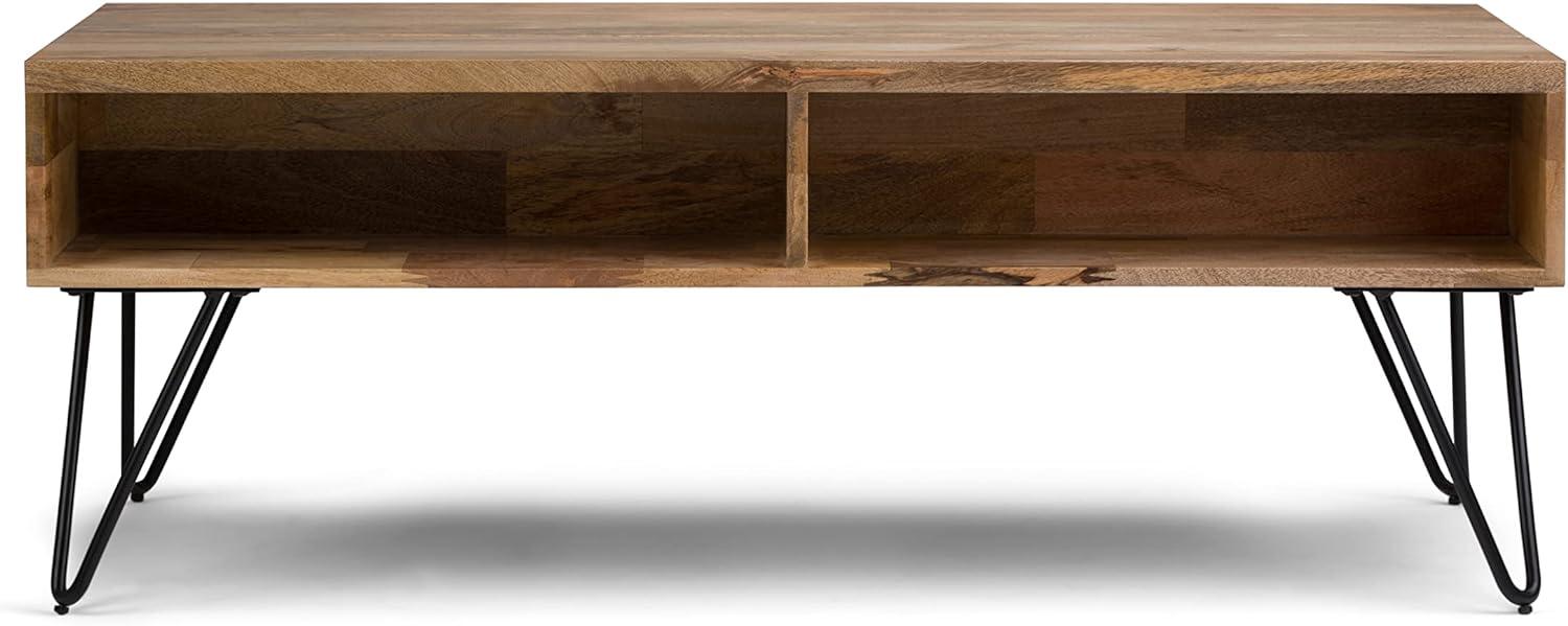 Hunter SOLID MANGO WOOD and Metal 48 inch Wide Rectangle Industrial Lift Top Coffee Table in Natural