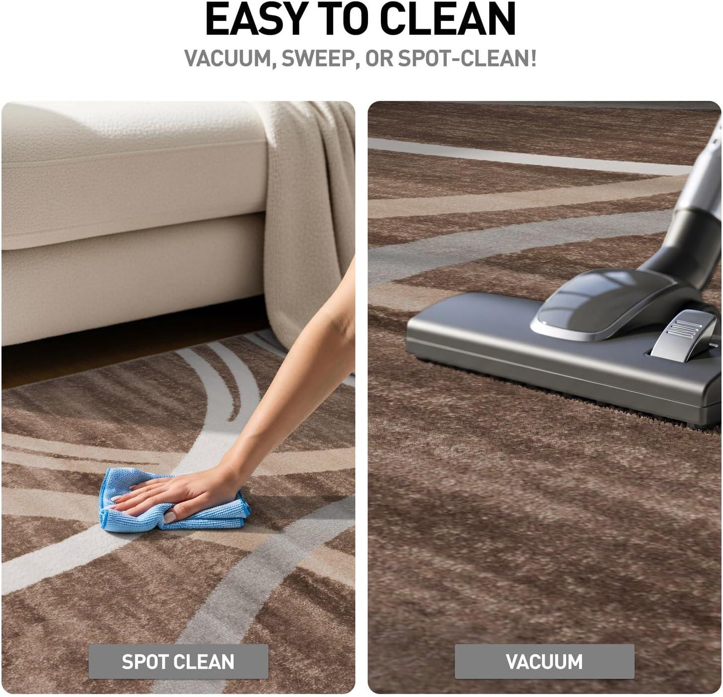 World Rug Gallery Contemporary Abstract Circles Design Brown 2' x 7' Runner Rug