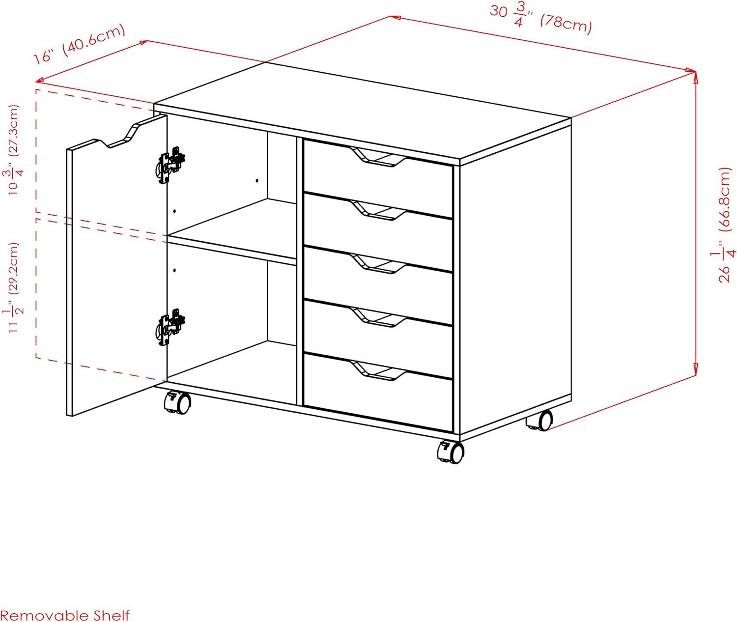 Halifax 5 Drawer 1 Side Cabinet - Winsome