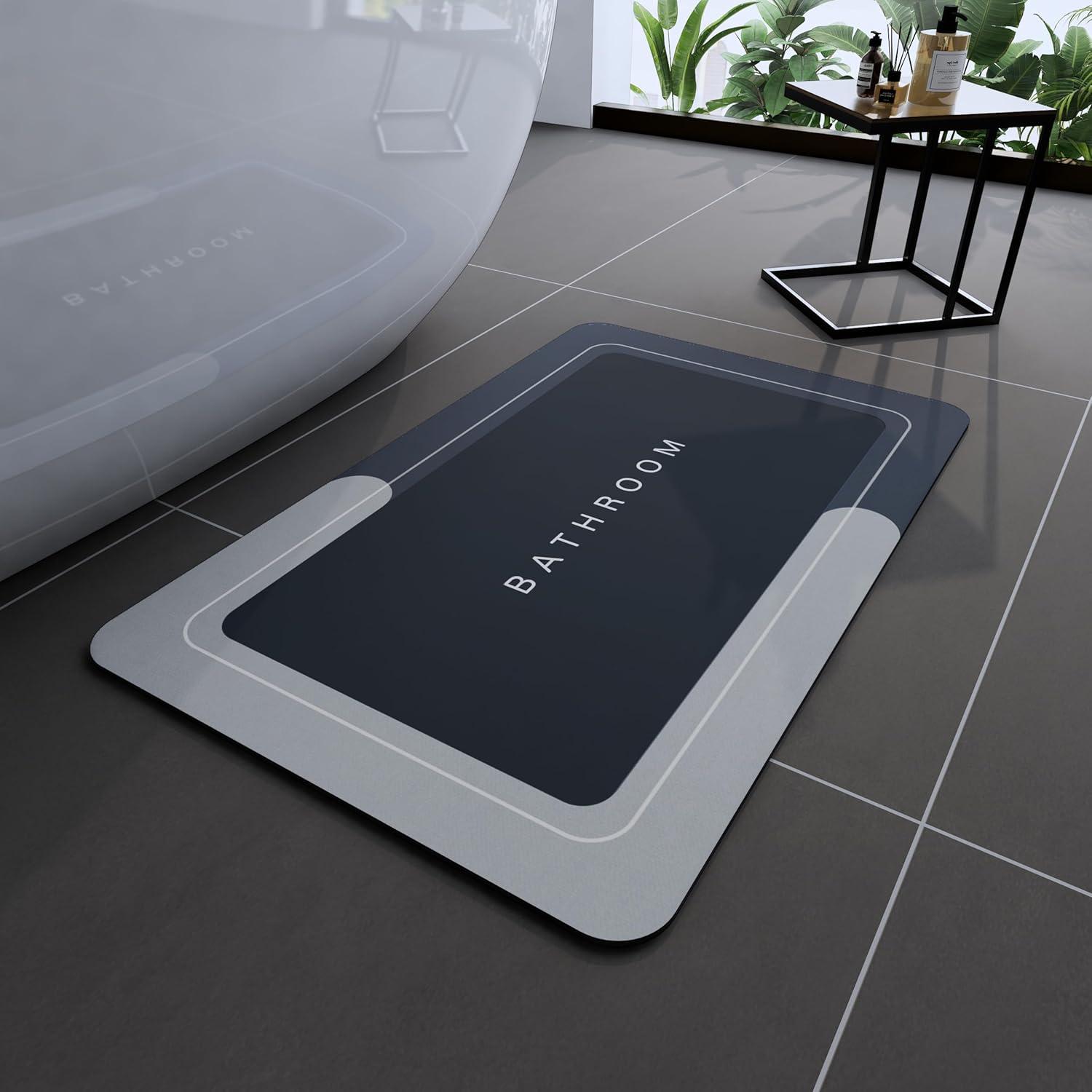 Bath Mats 24x48 Inch, Modernized Magic Mat Bathroom, Rubber Anti Slip Quick Drying Absorbent Bathroom Rug, Shower Room Rugs for in Front of Bathtub, Sink, Blue