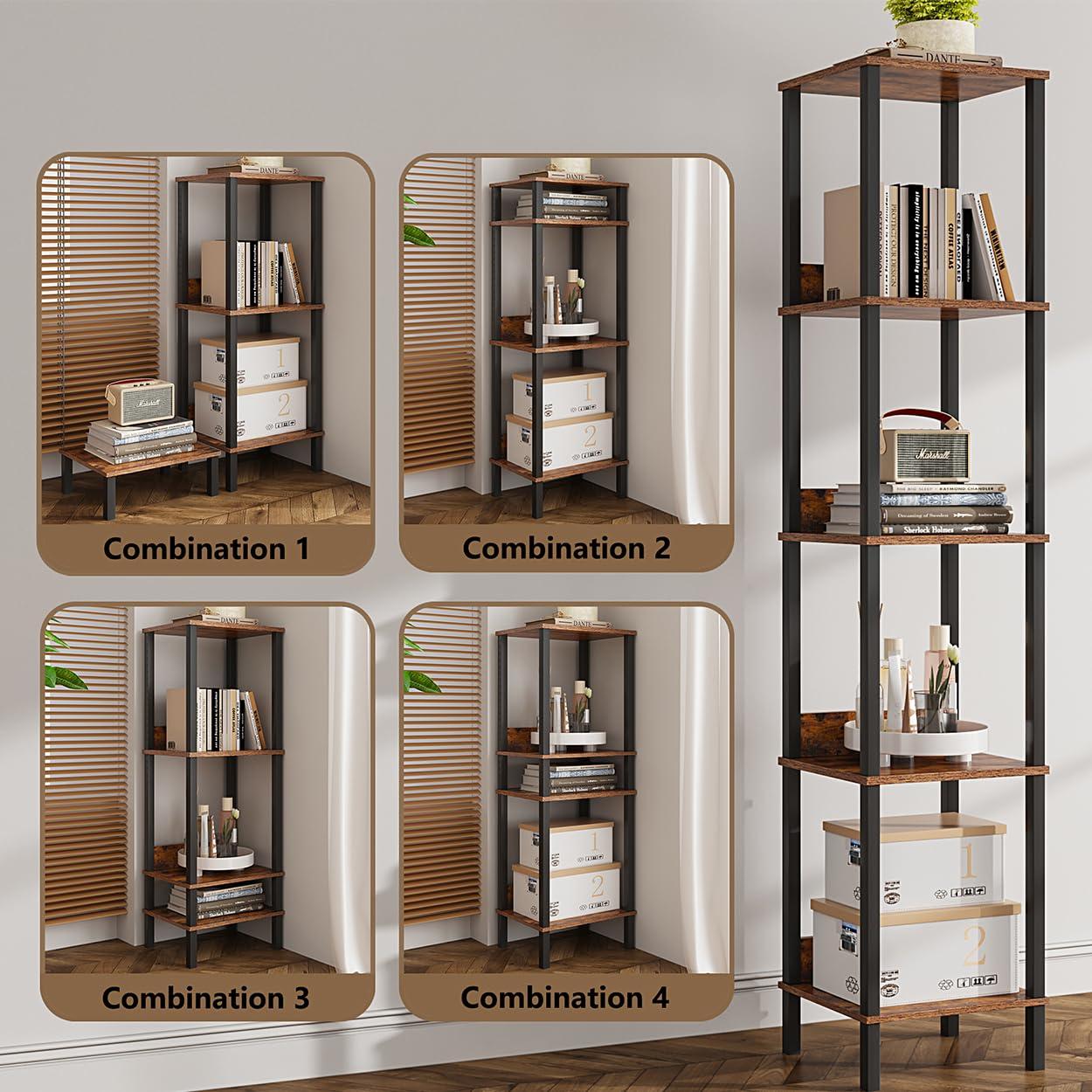 End Table, Side Table, Set of 2, Nightstands with 2-Tier Storage Shelves, Sofa Table for Small Space, Coach Table for Living Room Bedroom, Rustic Brown UTBT101F2