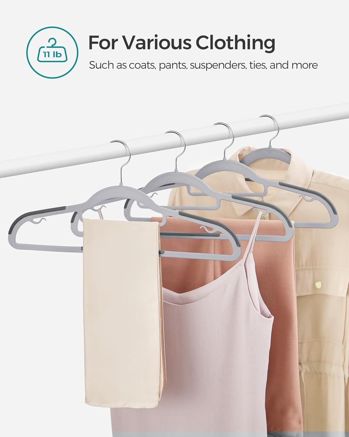 SONGMICS Coat Hangers Non-Slip Clothes Hangers Space-Saving Plastic Hangers 360°Swivel Rose Gold Hook