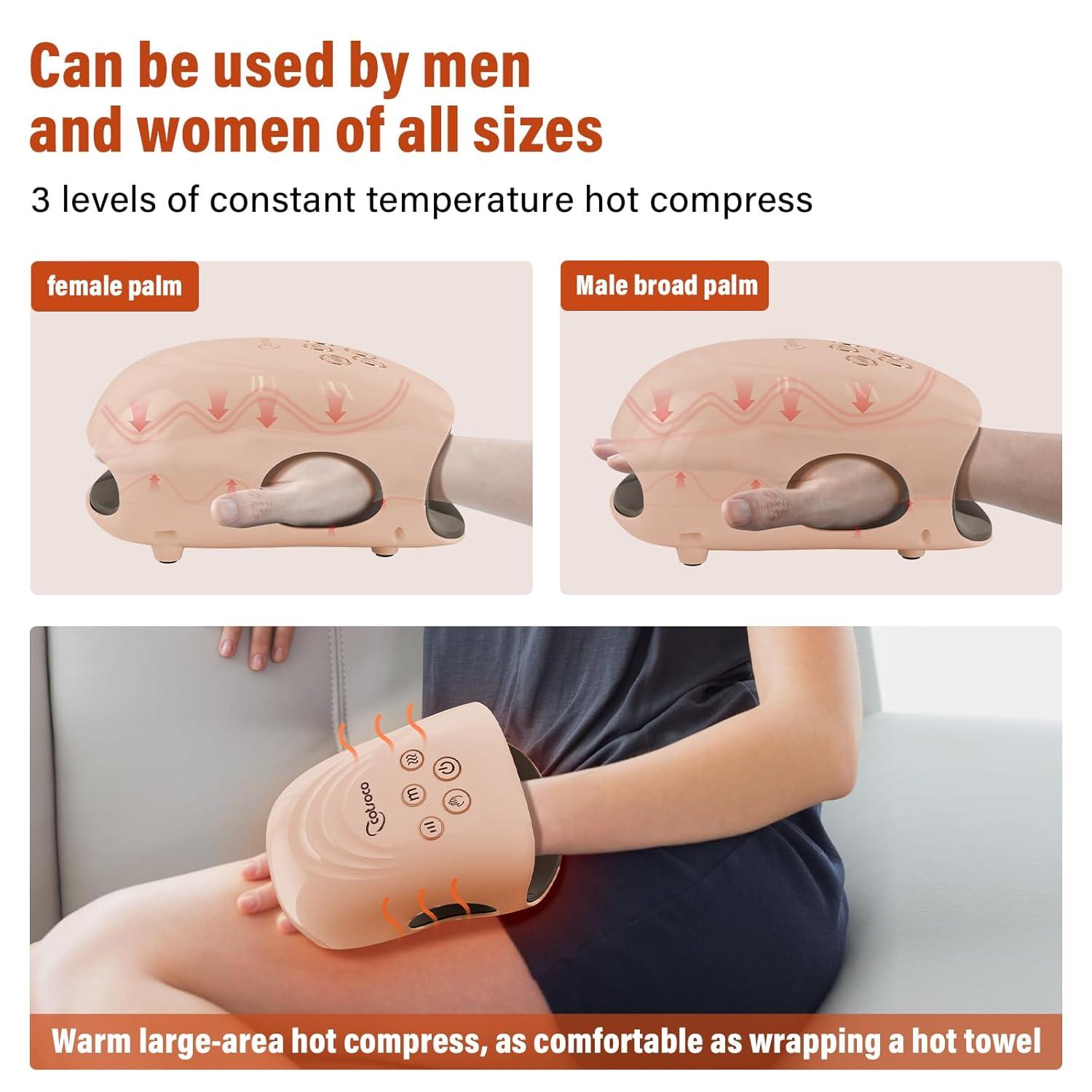 cotsoco Hand Massager with Heat and Compression for Arthritis and Carpal Tunnel, Birthday Gifts for Women Mom Men, Pink