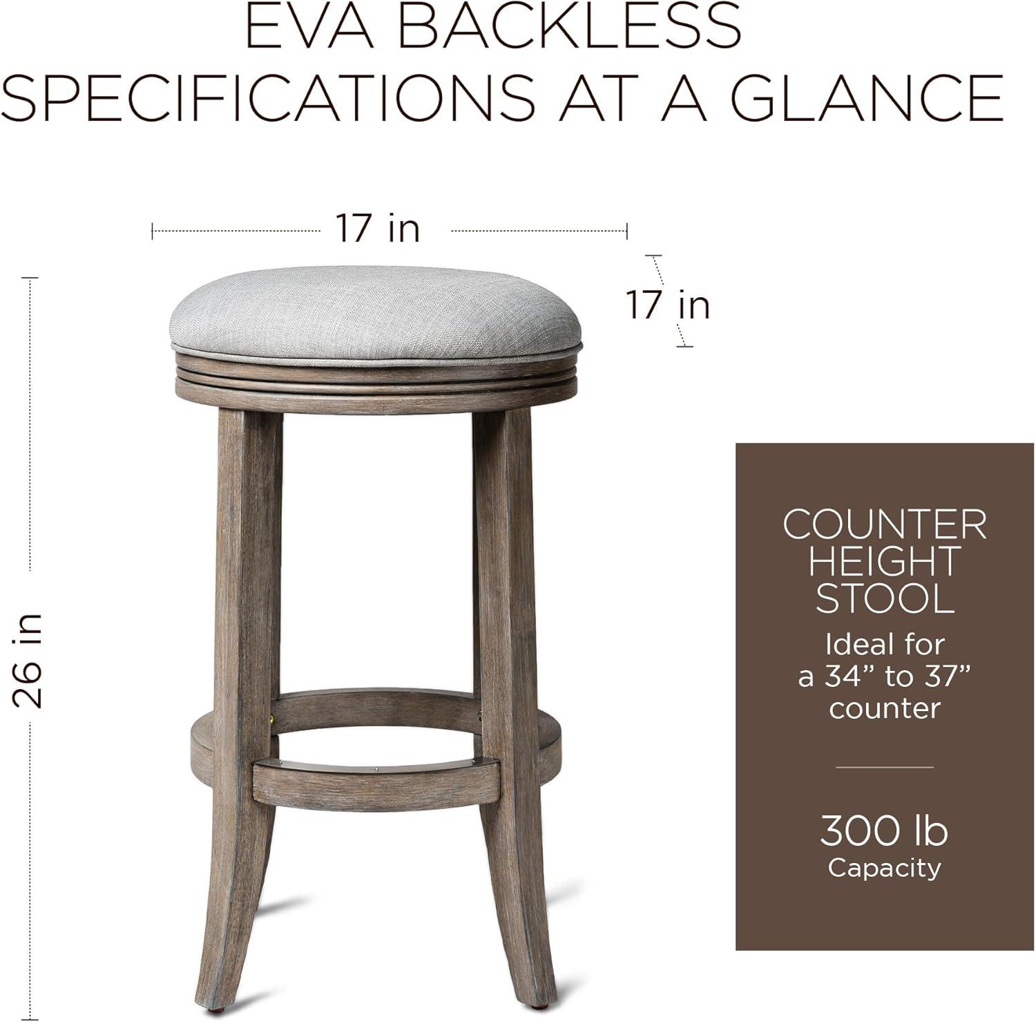 Maven Lane Eva Counter Stool in Reclaimed Oak Finish with Ash Grey Fabric Upholstery