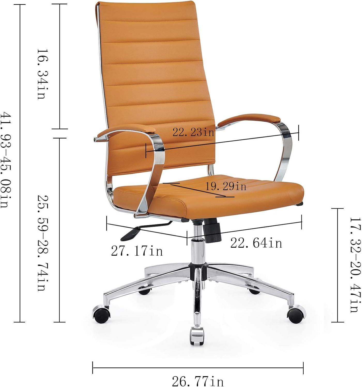 Ergonomics Modern Desk Chair - Executive Office Chair with Armrests, Adjustable Swivel, Black Leather