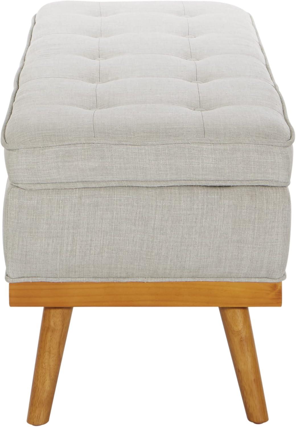 Katheryn Storage Bench Fog - OSP Home Furnishings: Upholstered Ottoman, Mid-Century Modern, Plywood Frame