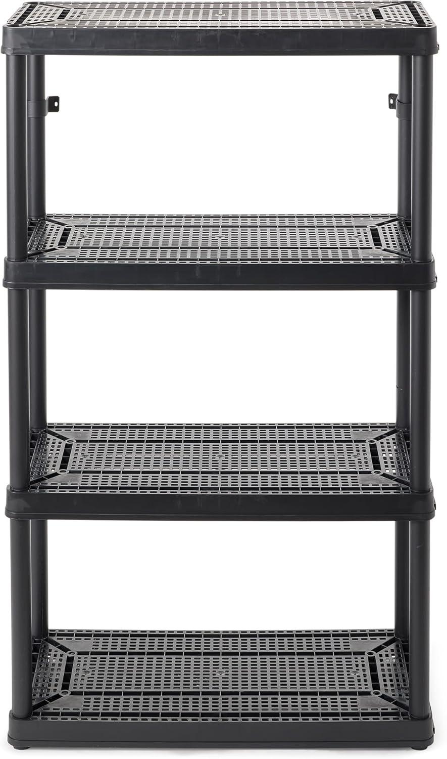 Gracious Living 4 Shelf Fixed Height Ventilated Medium Duty Shelving Unit Organizer System for Home, Garage, Basement, Laundry