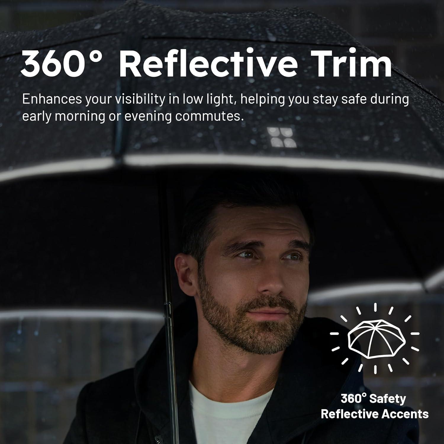 Weatherman Umbrella - Collapsible Umbrella - Windproof Umbrella Resists Up to 55 MPH Winds (Black)