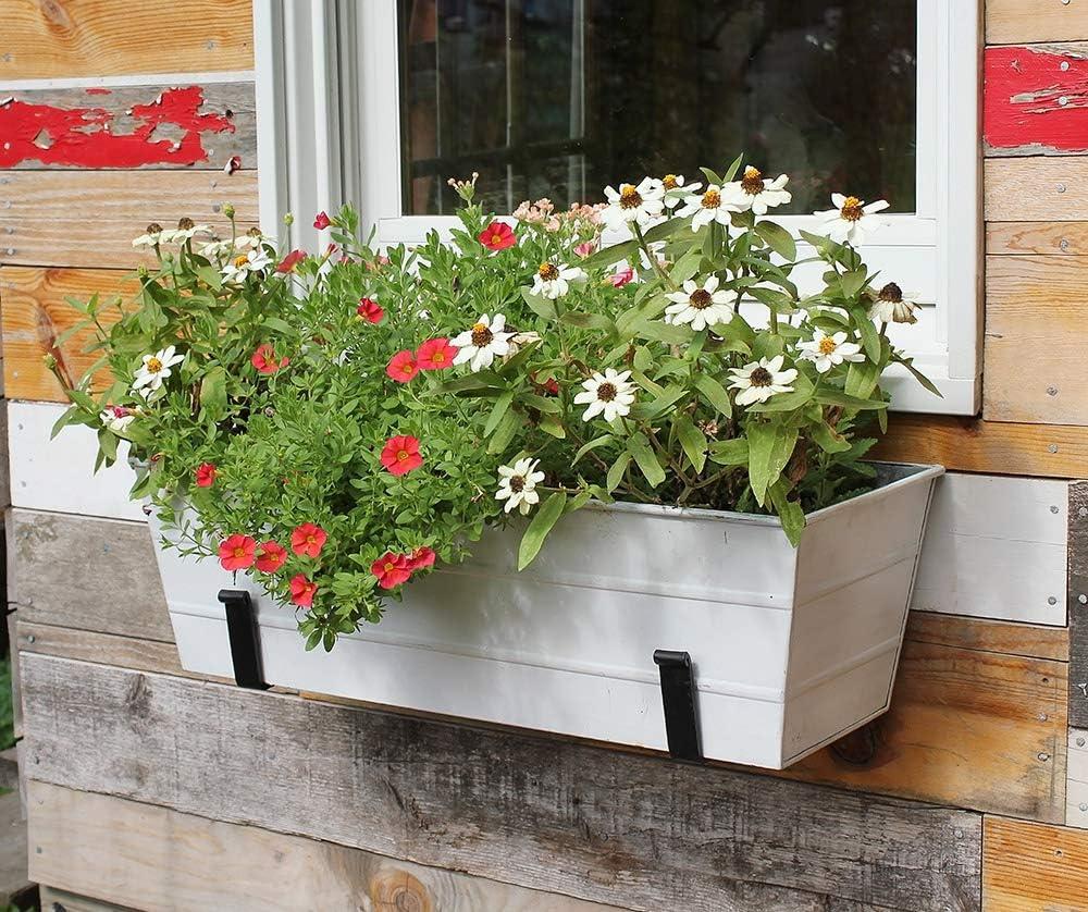 9.5" x 24" x 7.5" Galvanized Steel Flower Box Planter Cape Cod White - ACHLA Designs