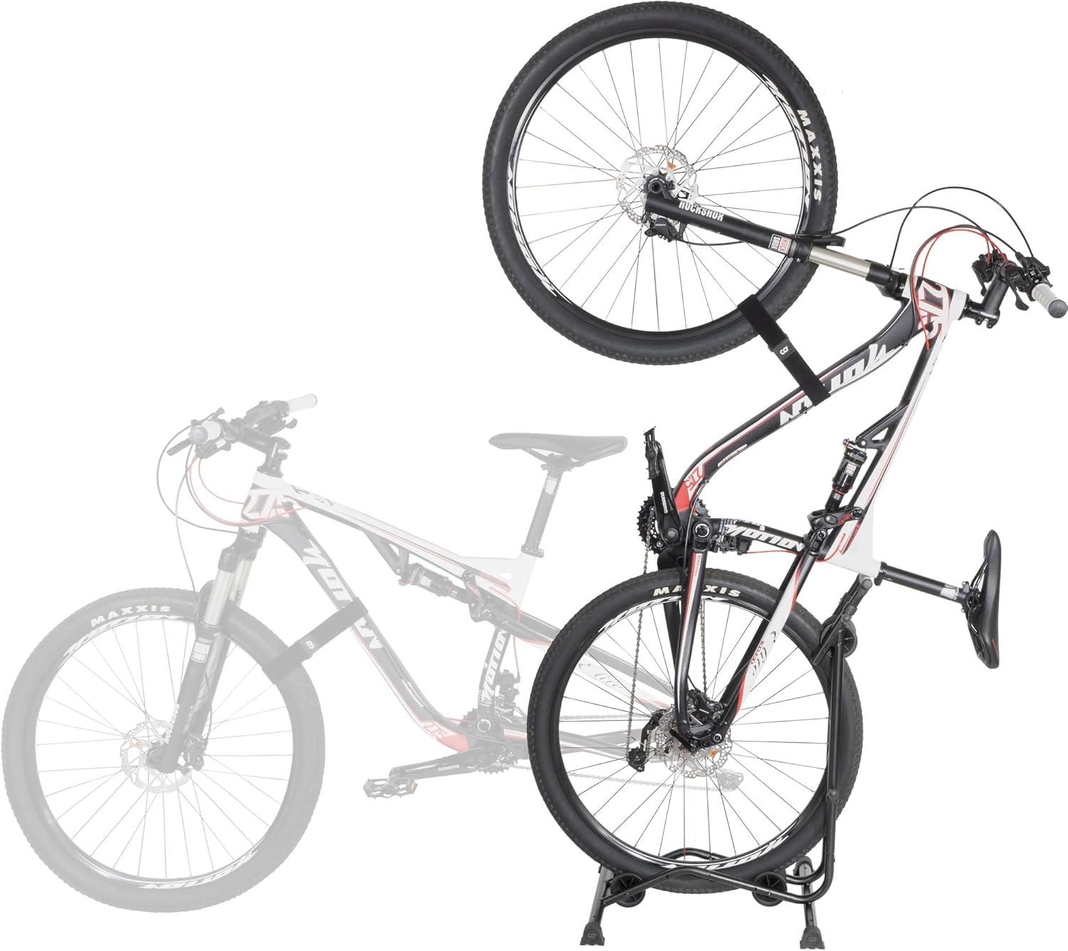 CyclingDeal Upright Bike Stand - Premium Quality Vertical & Horizontal Adjustable Bicycle Floor Parking Rack - for Storing MTB Road Bikes - up to 29” Wheel Size - Classic