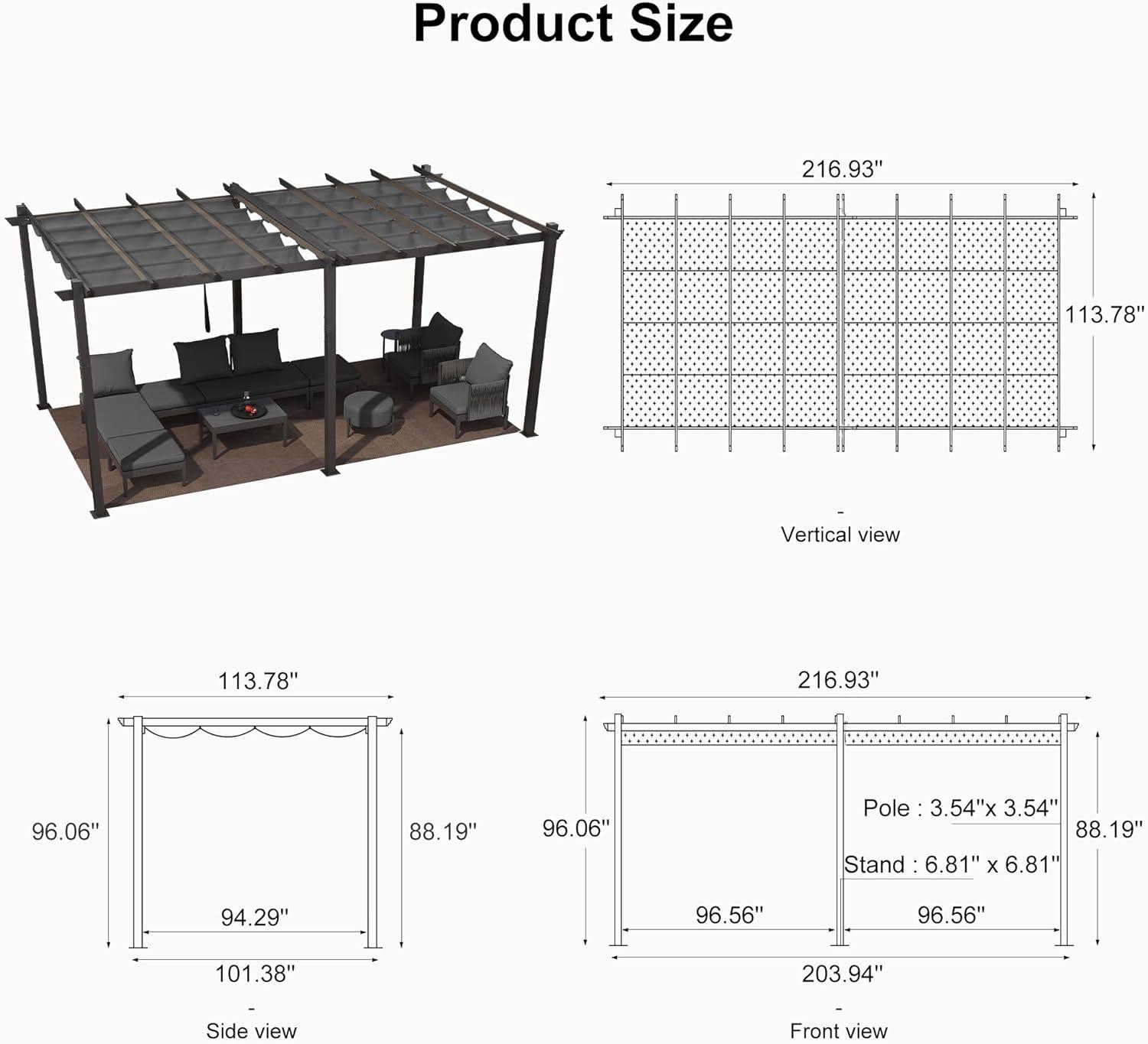 Aluminum Pergola with Canopy