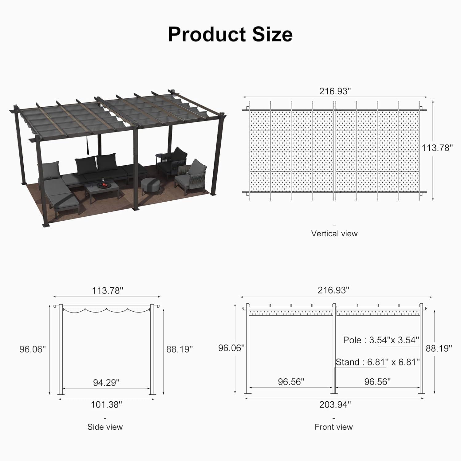 Purple Leaf Aluminum Pergola with Canopy