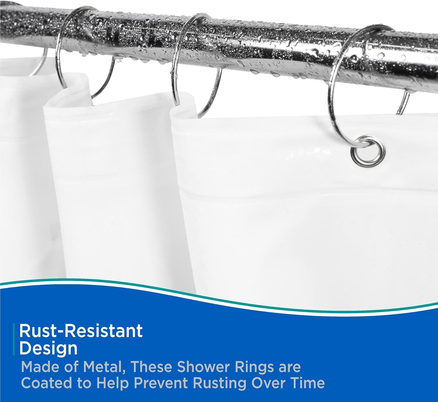 Kenney Kenney Rust-Resistant Metal Circular O-Ring Shower Curtain Rings, Chrome (Set of 12)
