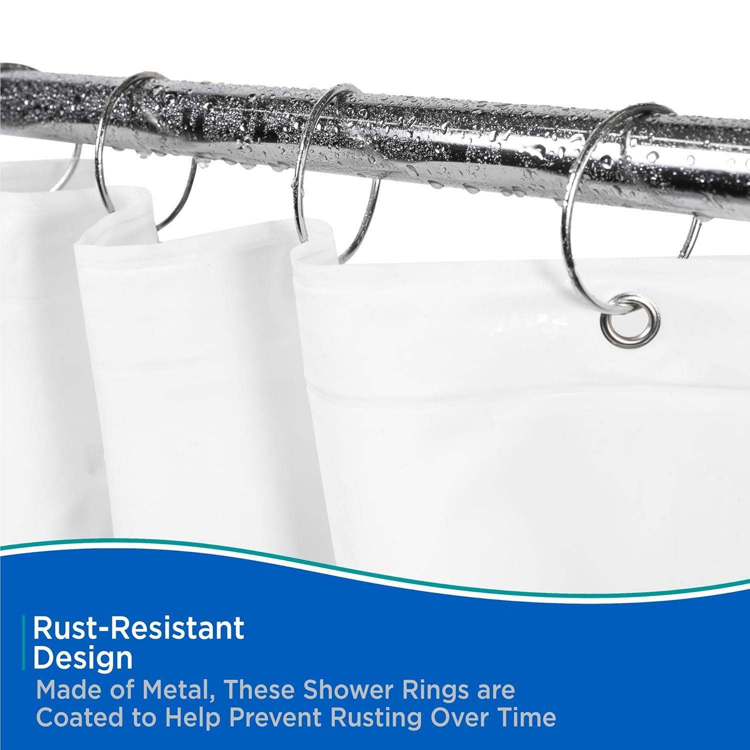Kenney Kenney Rust-Resistant Metal Circular O-Ring Shower Curtain Rings, Chrome (Set of 12)
