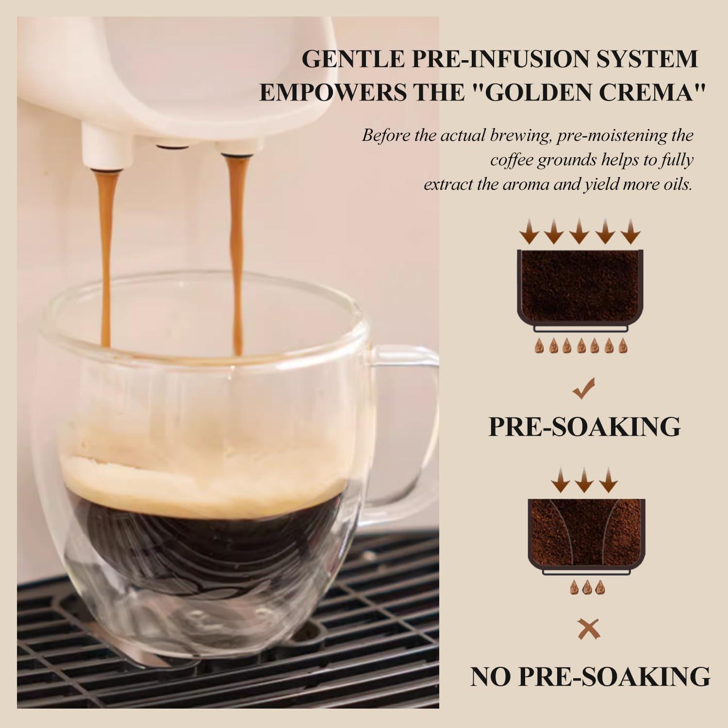 Pakroman Fully Automatic Espresso Machine Milk Frother+19 Bar Italian Ulka Touch Display+Burr Grinder