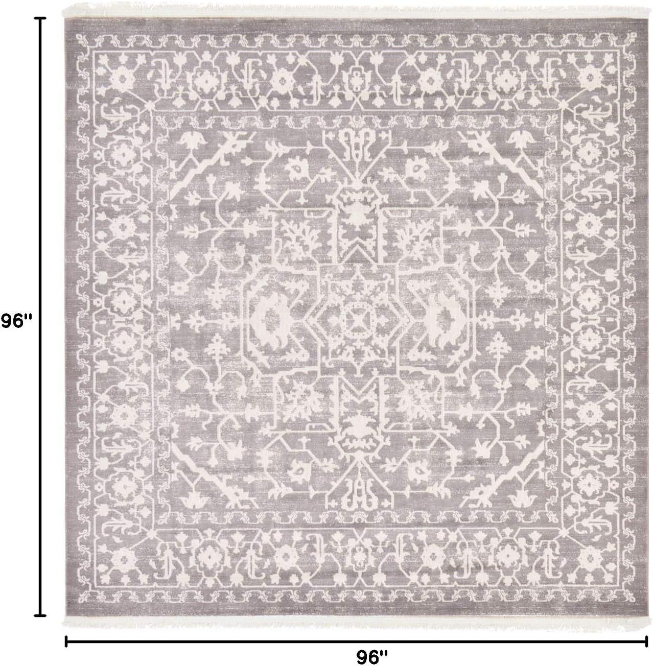 Unique Loom New Classical Collection Area Rug - Olympia (8'  Square Light Gray/Ivory)