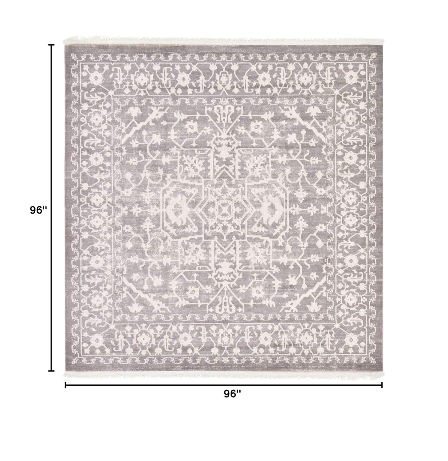 Unique Loom New Classical Collection Area Rug - Olympia (8'  Square Light Gray/Ivory)