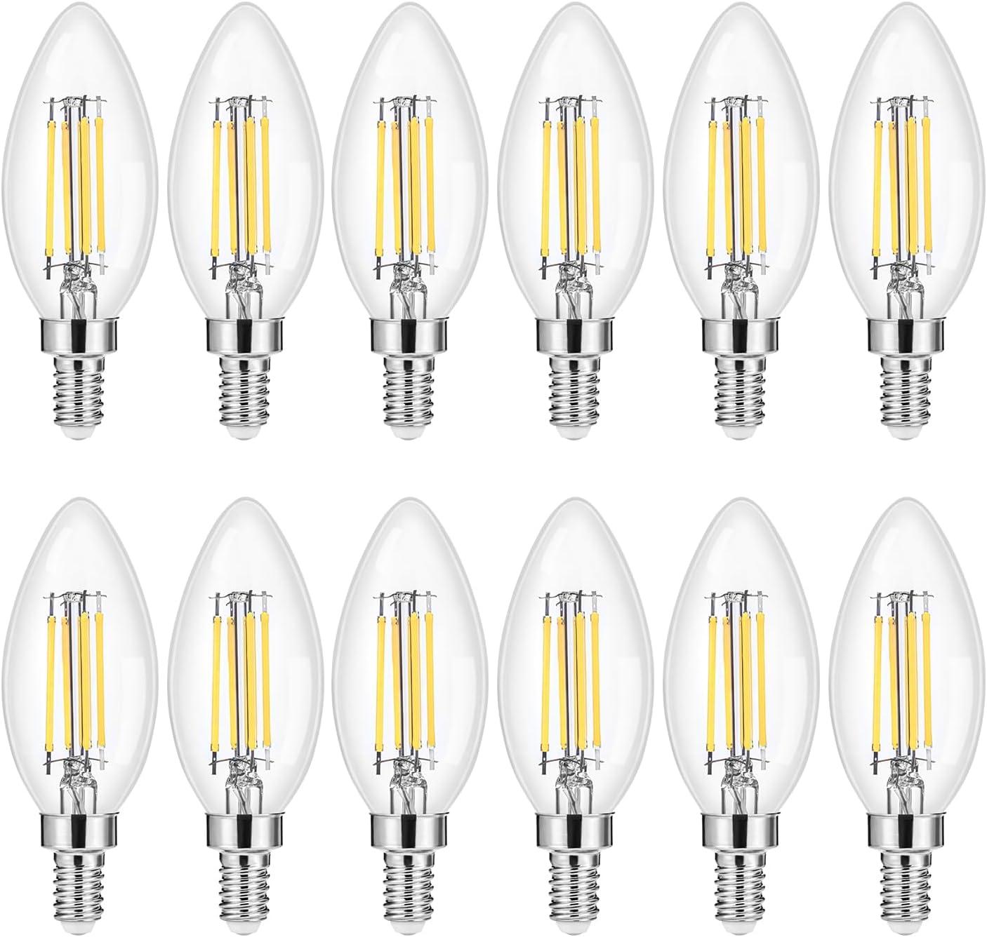 Dimmable Warm White LED Filament Chandelier Bulbs, 6-Pack