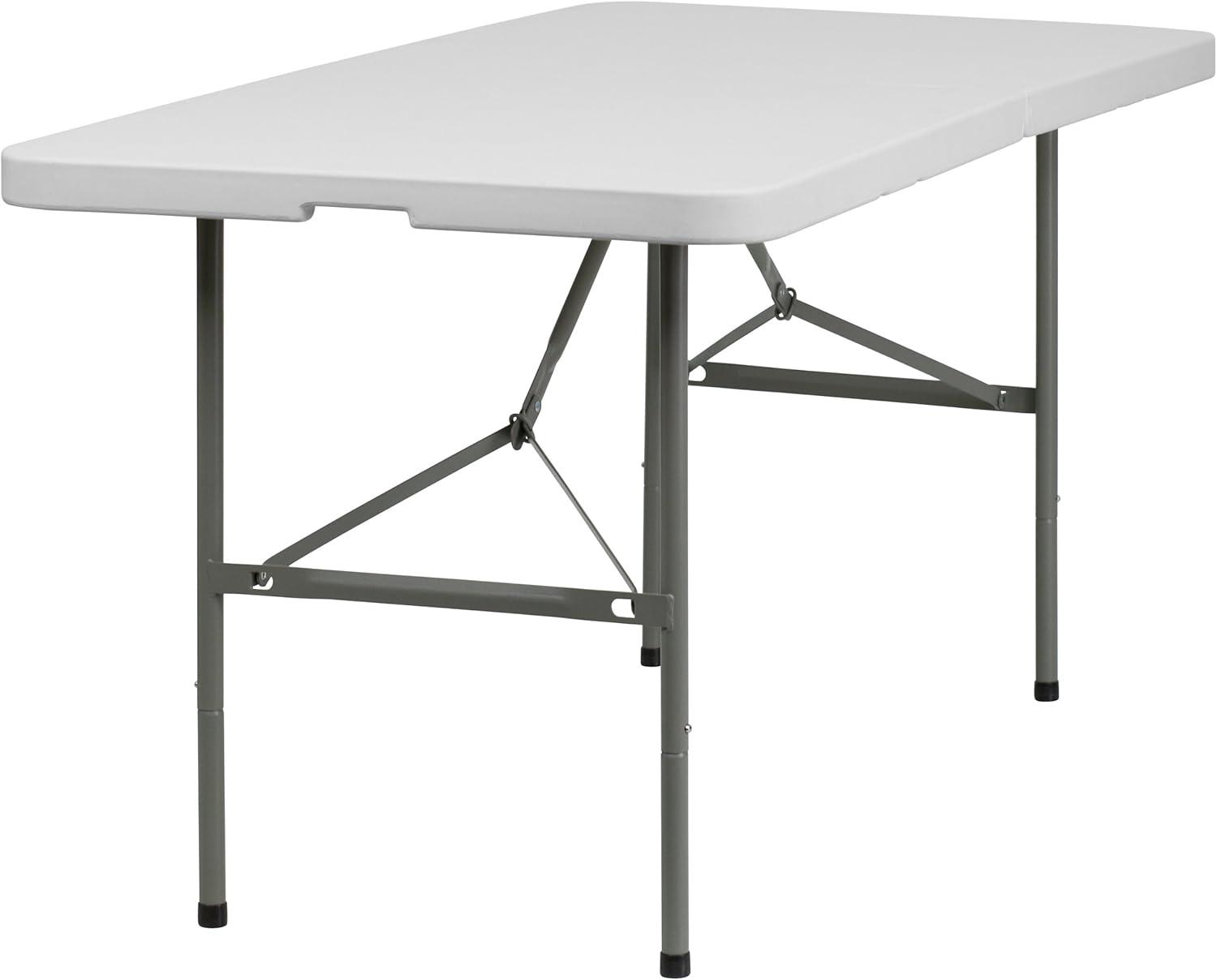 Noah 30"W x 60"L Bi-Fold Granite White Plastic Folding Table - Banquet Table