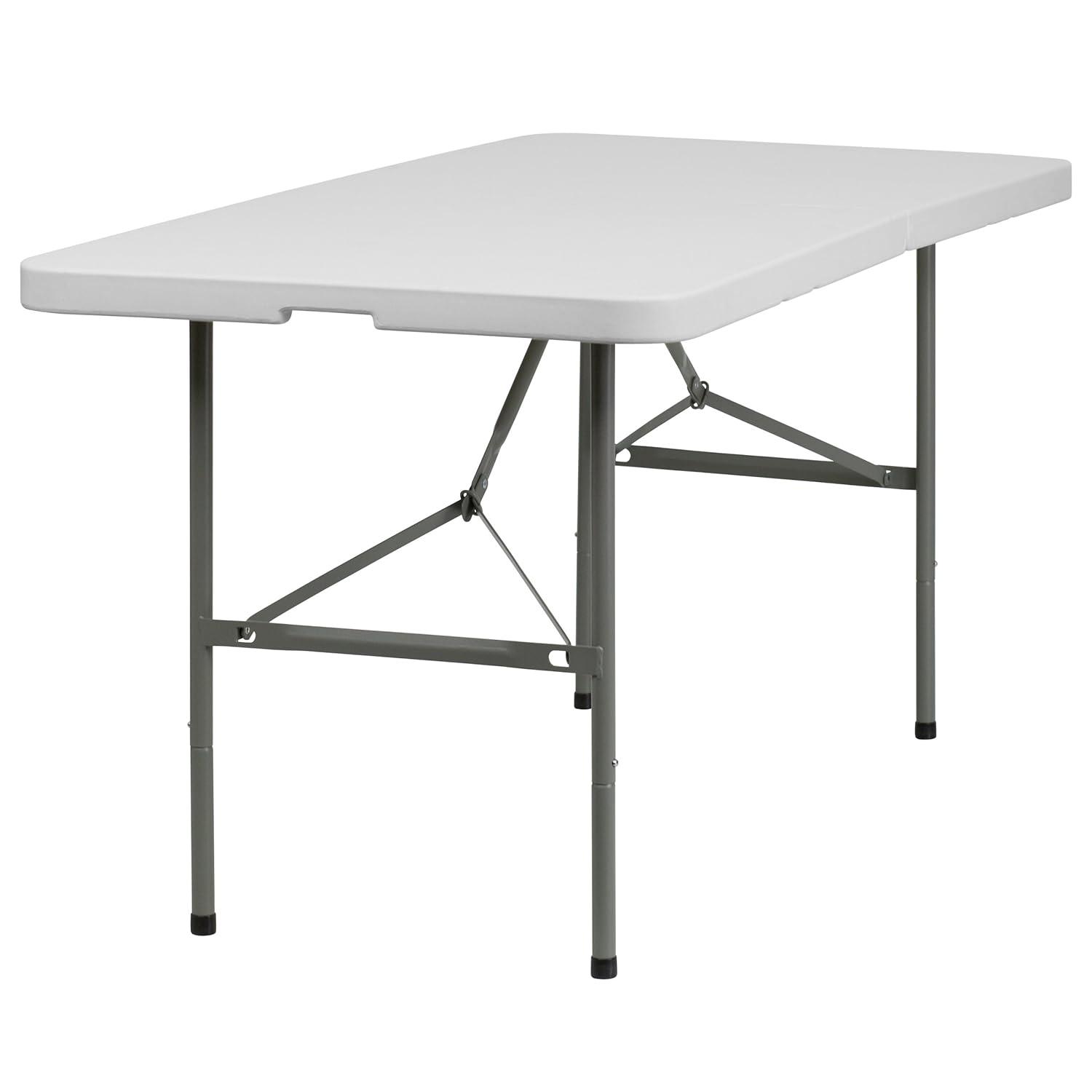 Flash Furniture Noah 30"W x 60"L Bi-Fold Granite White Plastic Folding Table - Banquet Table & Reviews | Wayfair