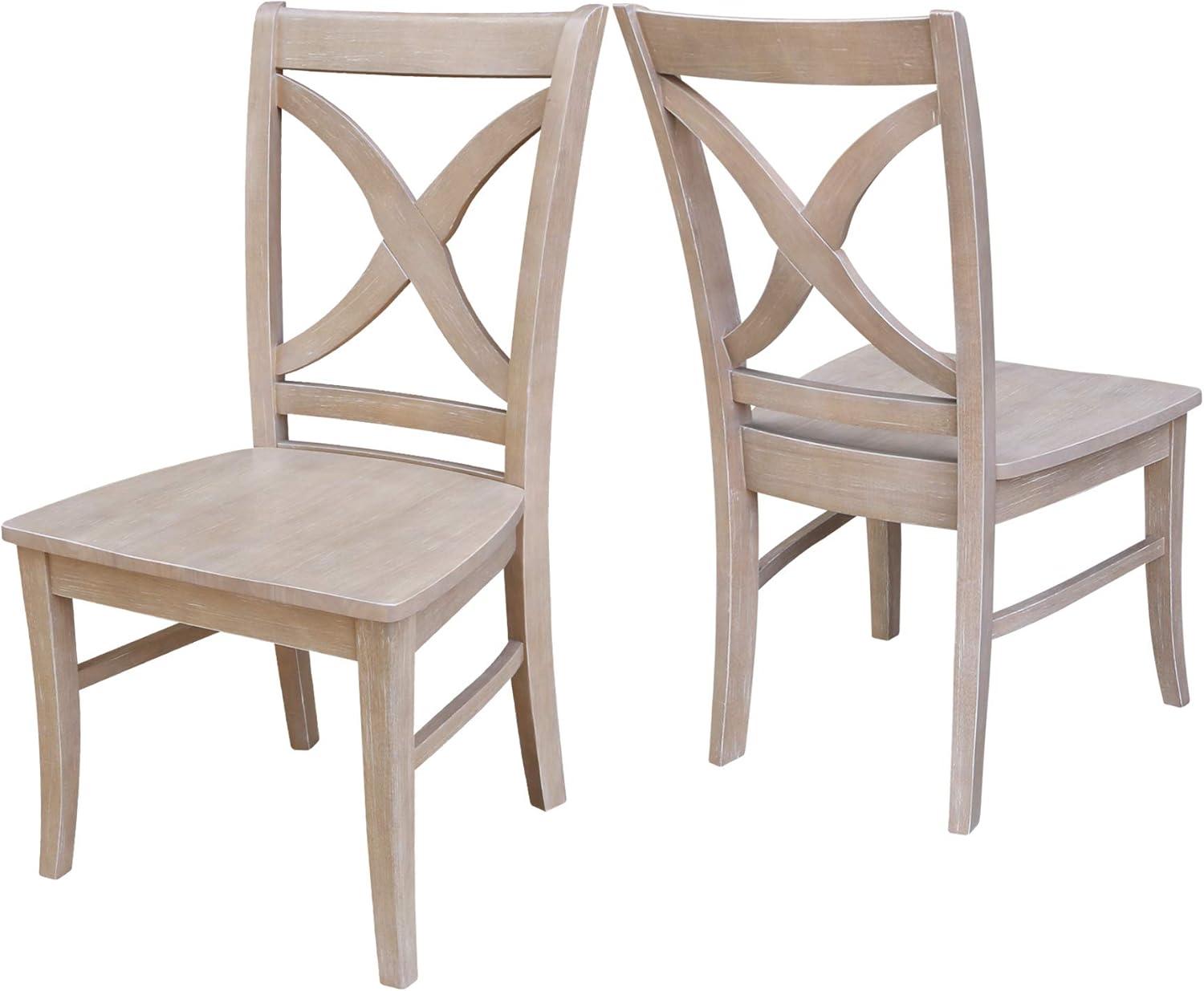 Solid Wood Cross Back Side Chair in Taupe