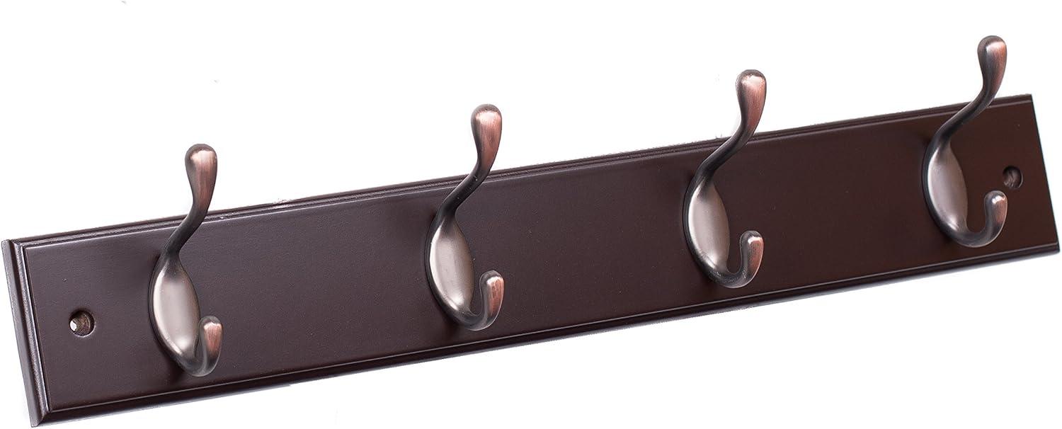 Black and Bronze 4-Hook Wall Mounted Coat Rack