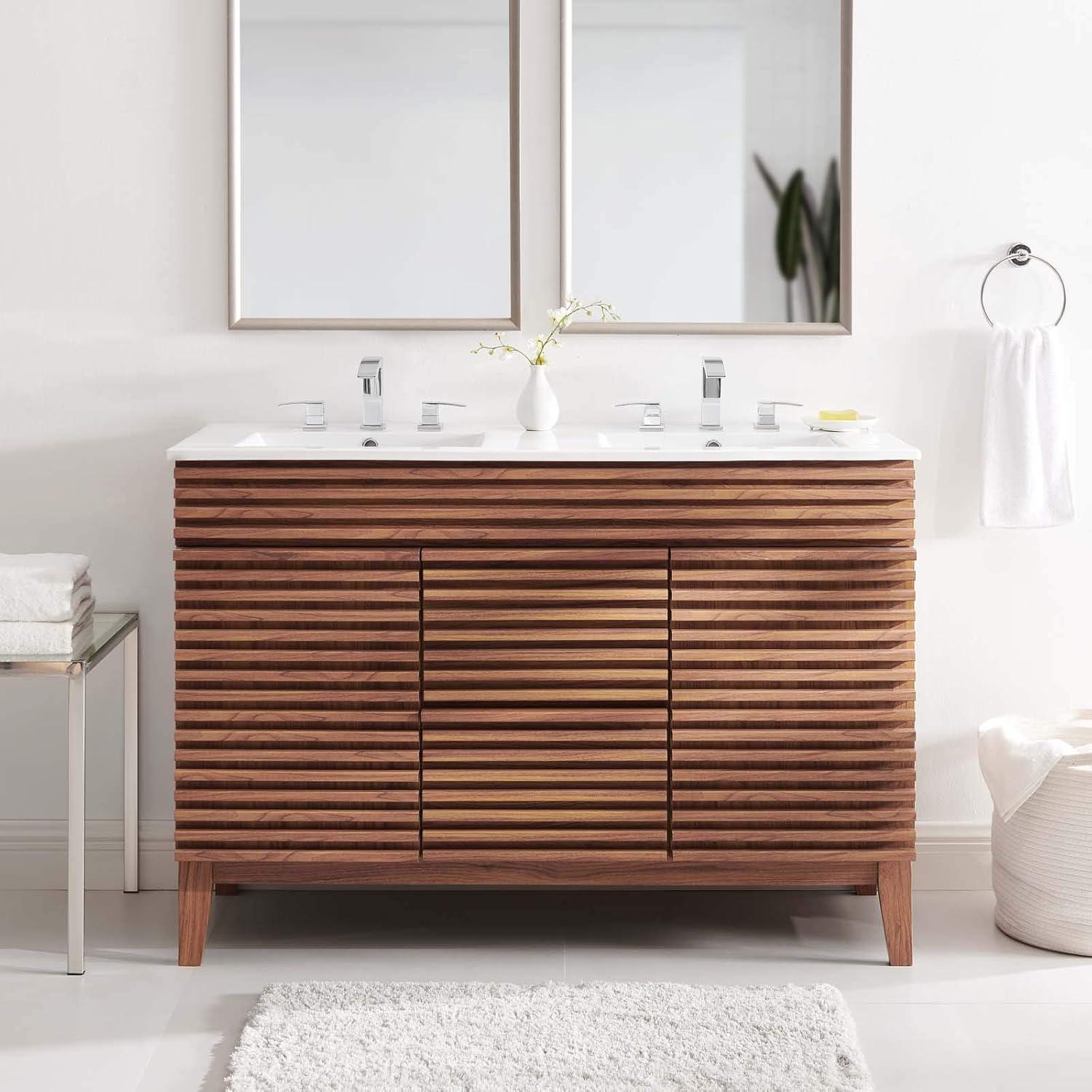 48'' Double Bathroom Vanity with Carrara Marble Top