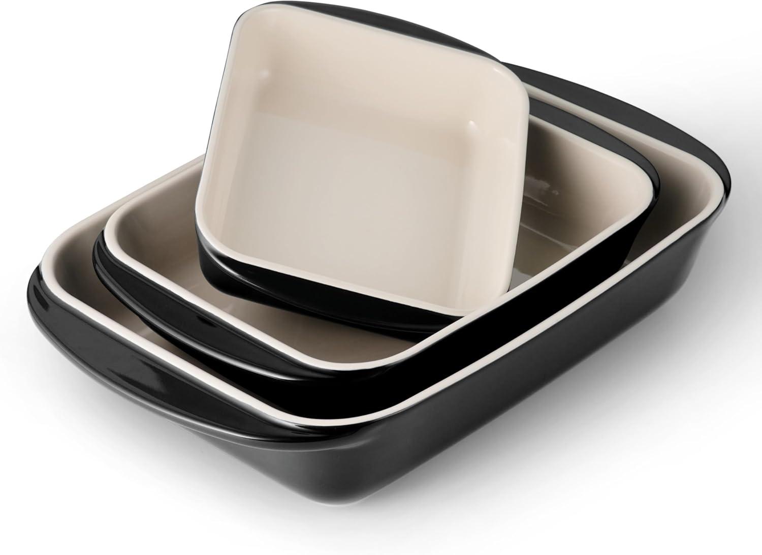 Tramontina Tramontina Mae 3-piece Ceramic Porcelain Baking Pans Set, Non Stick Casserole Dishes For Oven, Rectangular Bakeware For Lasagna, Cakes And Loafs
