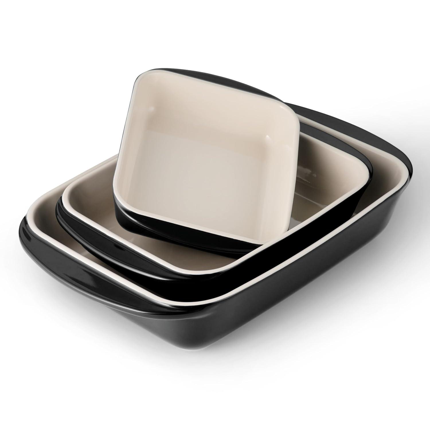 Tramontina Tramontina Mae 3-piece Ceramic Porcelain Baking Pans Set, Non Stick Casserole Dishes For Oven, Rectangular Bakeware For Lasagna, Cakes And Loafs