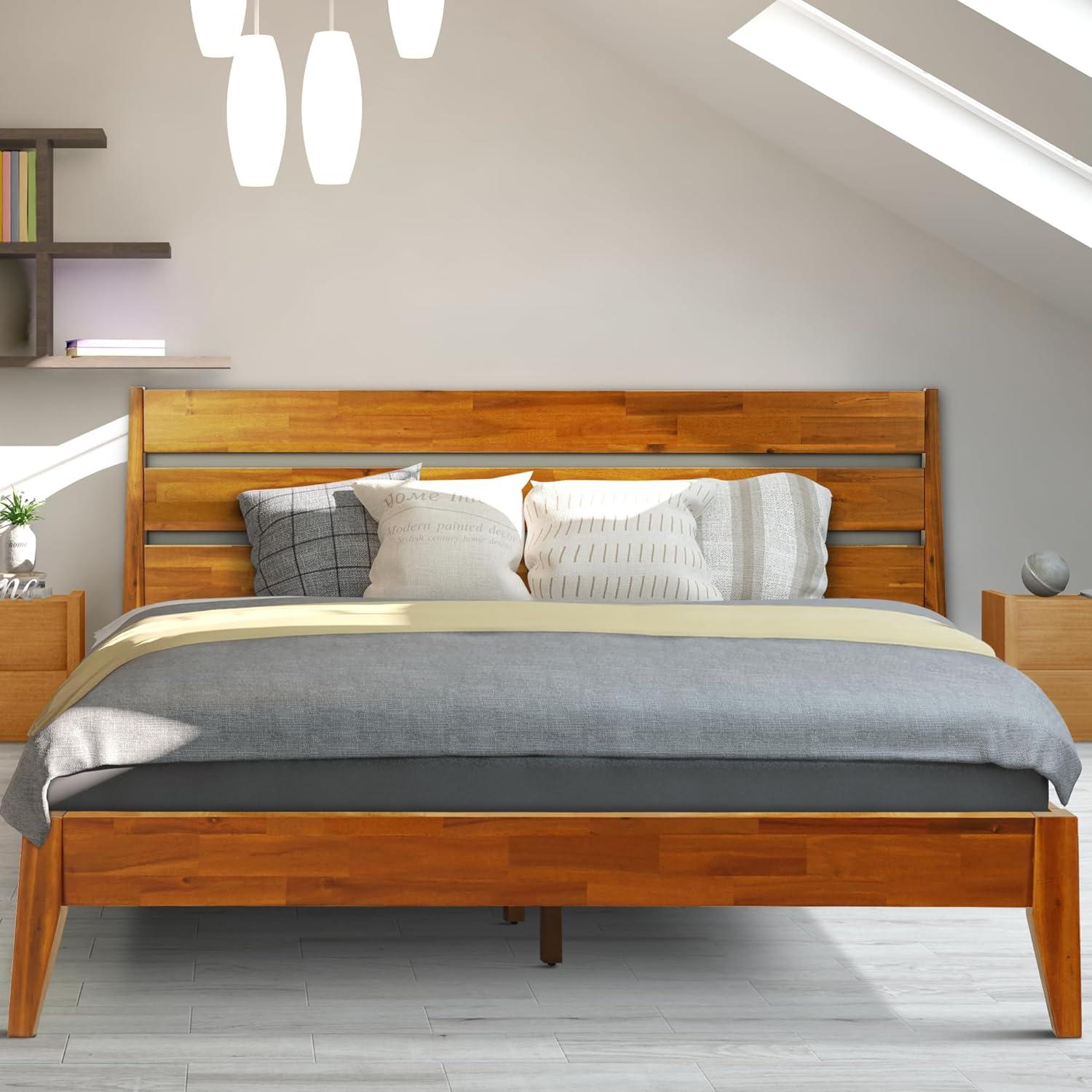 Emery Solid Wood Bed Frame with Headboard