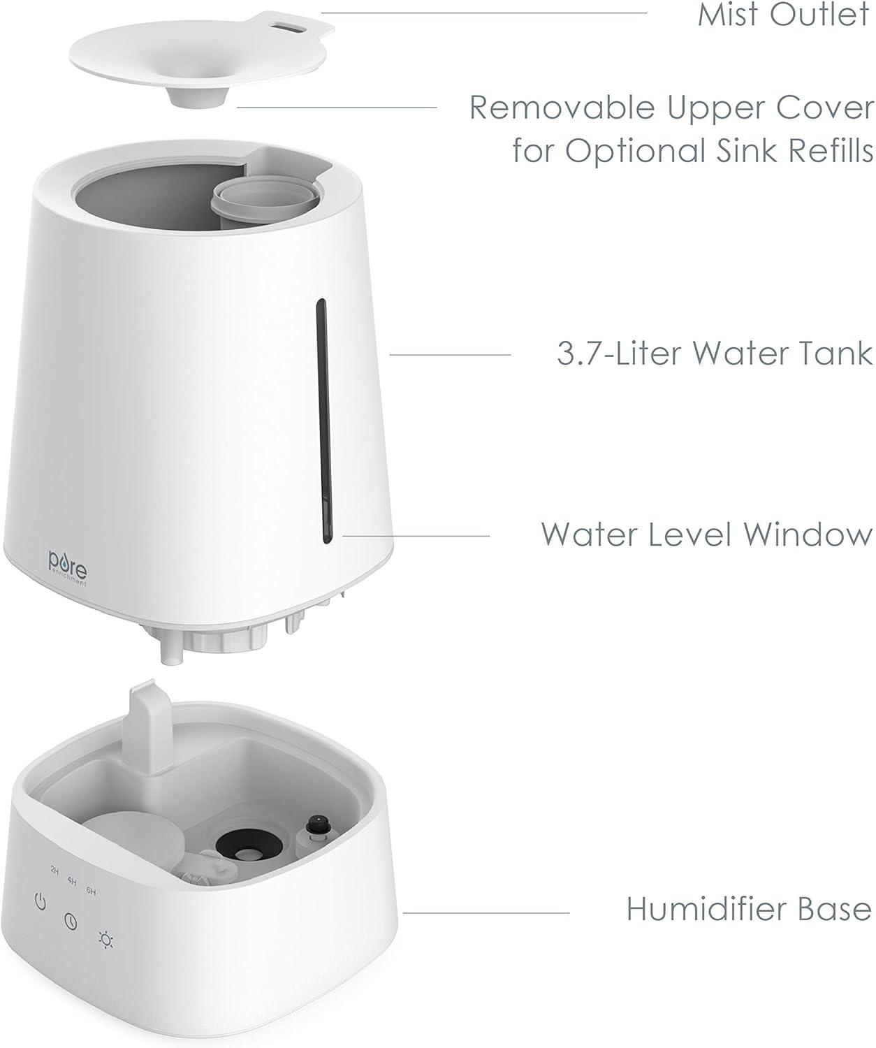 Pure Enrichment 3.7L Tank HUME Max Easy Top-Fill 3 Mist Settings Ultrasonic Cool Mist Humidifier