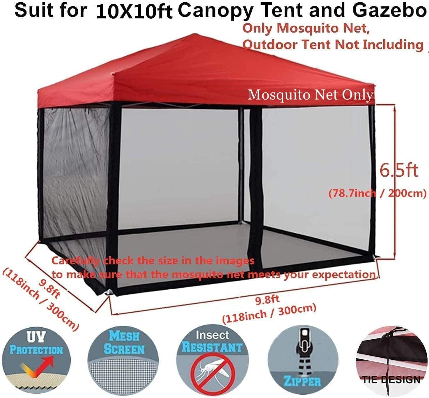 Black Mesh Mosquito Net for 10x10 Gazebo