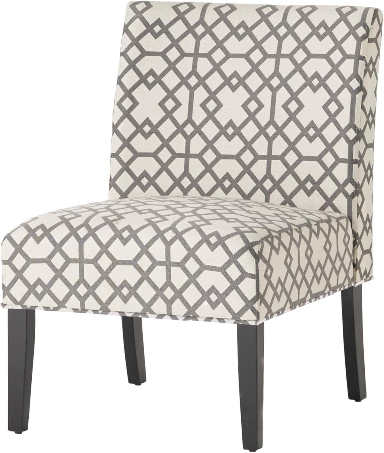 Kassi Accent Chair Gray Geometric Patterned - Christopher Knight Home: Polyester Upholstery, Rubberwood Frame