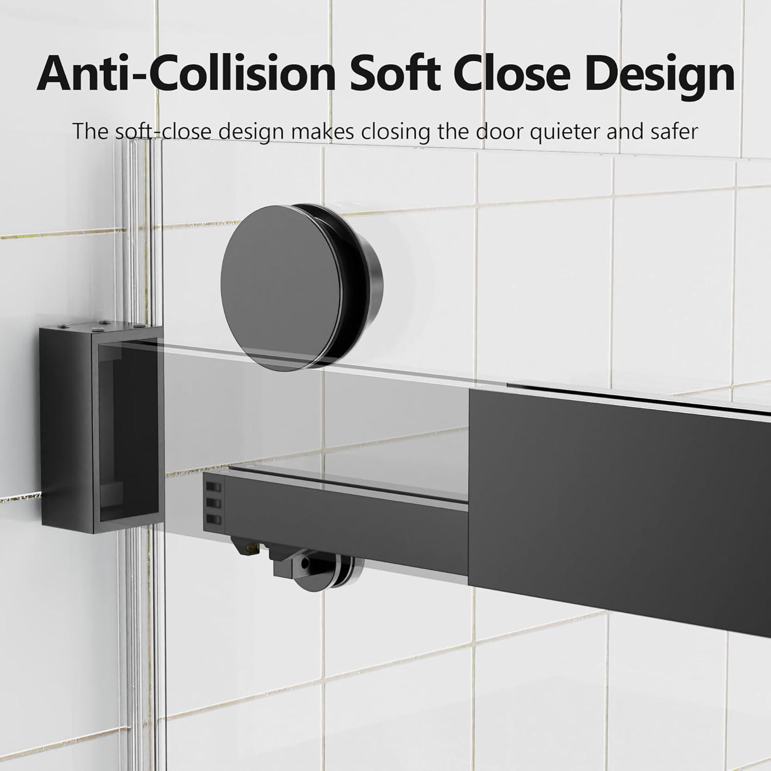 56-60"W X 76" H Double Sliding Soft-Closing Shower Door with 3/8" (10 mm) Tempered Glass