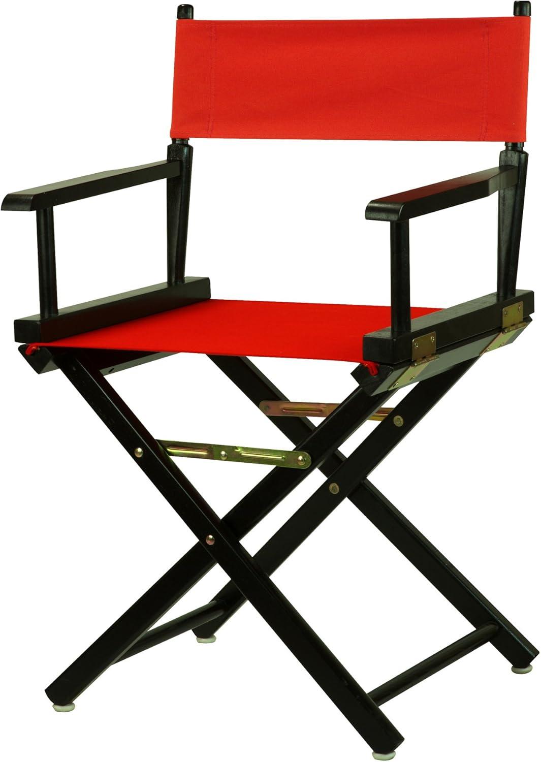 18" Black Frame Red Canvas Foldable Director's Chair