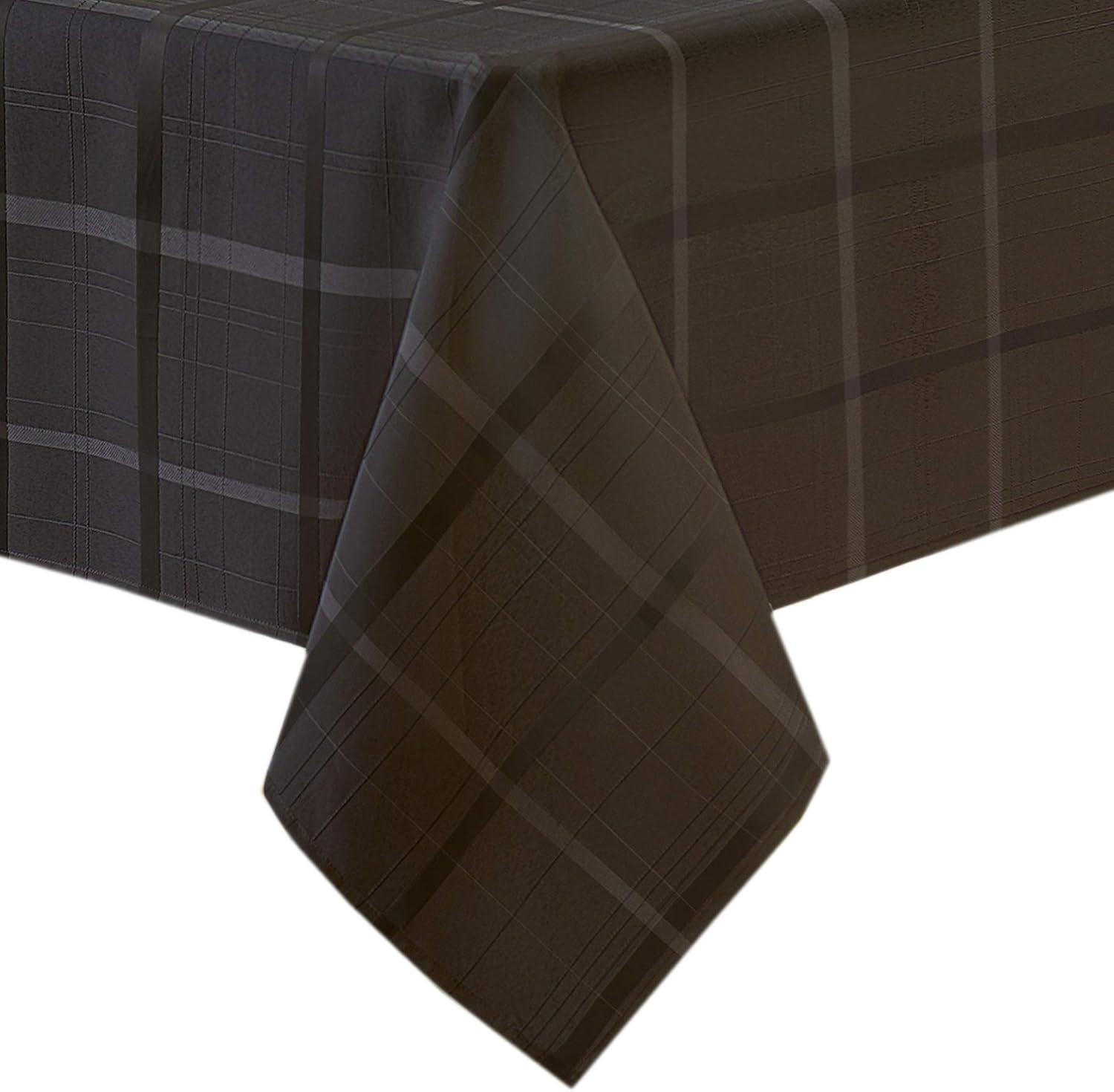 Elegance Plaid Stain & Water Resistant Tablecloth - 60" x 84" Rectangle - Beige - Elrene Home Fashions