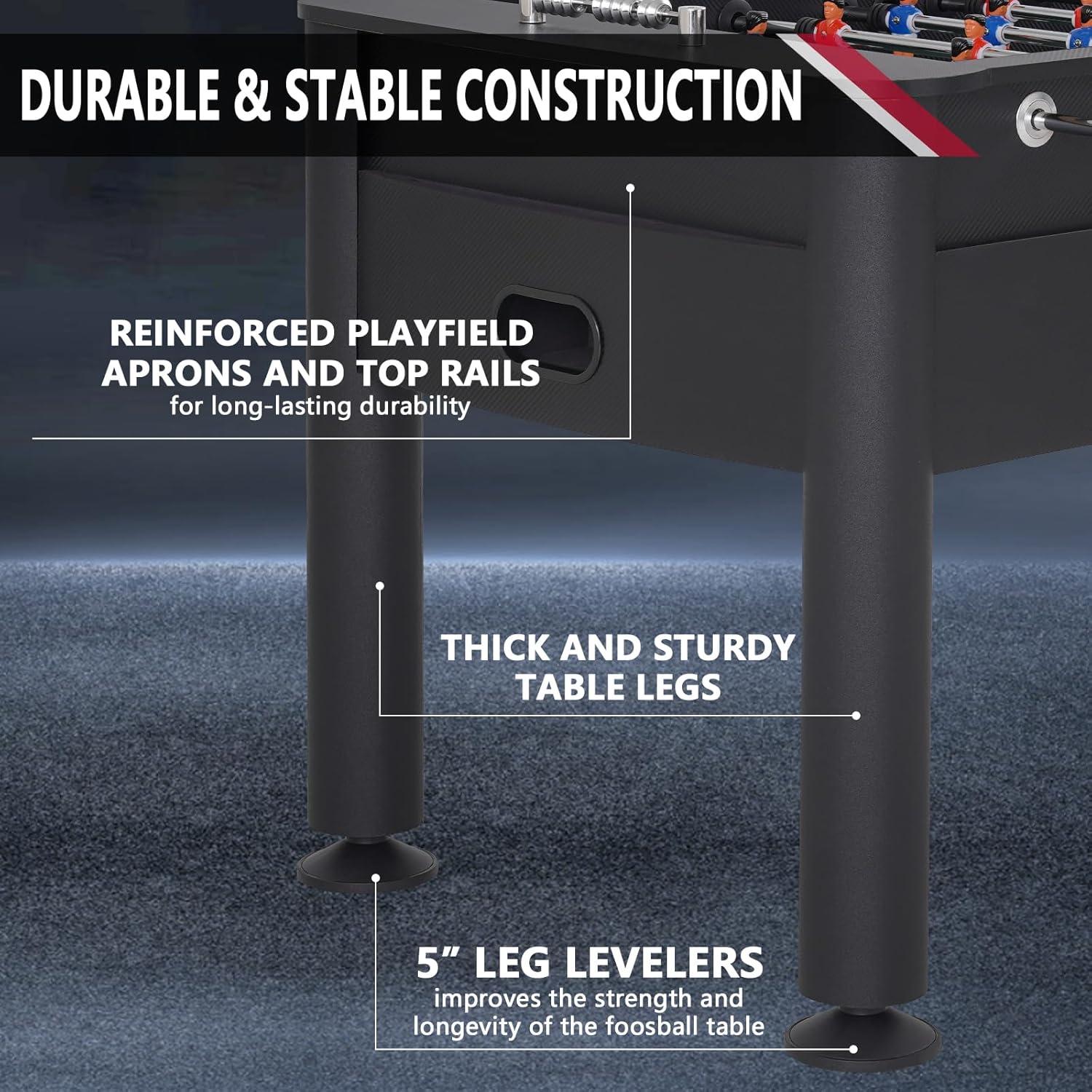 58 Inch Foosball Table, Full Size Competition Soccer Game Table for Adults & Kids, Heavy-Duty Indoor Arcade Table for Game Rooms & Parties