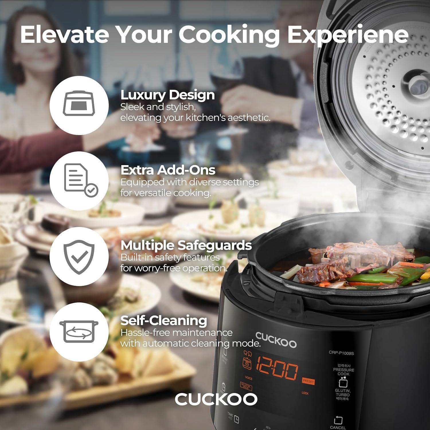 CUCKOO 6-Cup Heating Pressure Rice Cooker and Warmer Bronze/Black: 12 Settings, Automatic Keep Warm, Dishwasher-Safe Parts