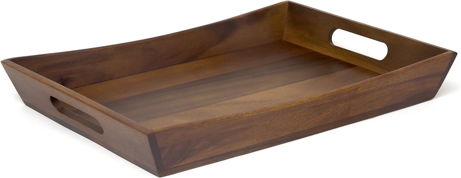 Acacia Wood Curved Serving Tray with Handles