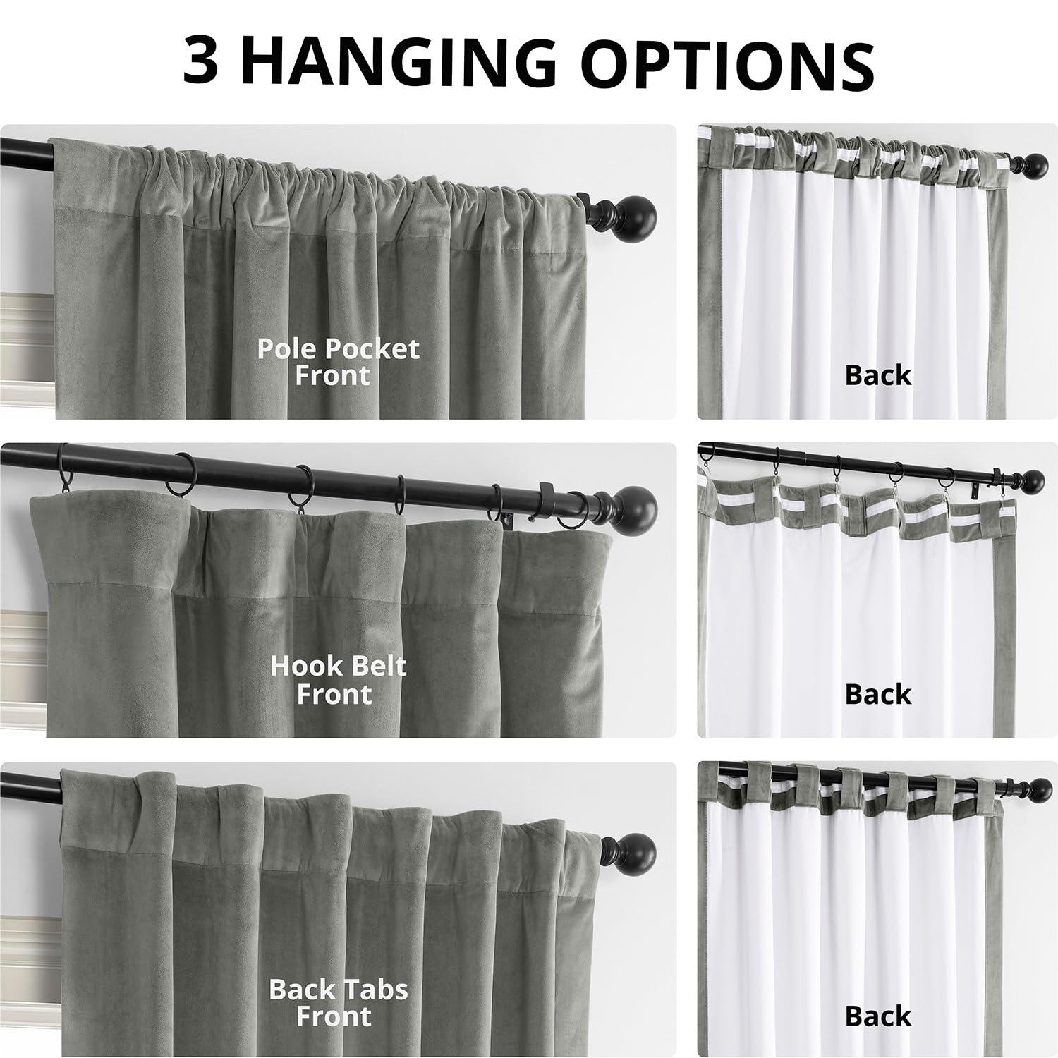 Half Price Drapes Signature Silver Grey Velvet Blackout Curtains for Bedrooms(1 Panel), 50WX 96L