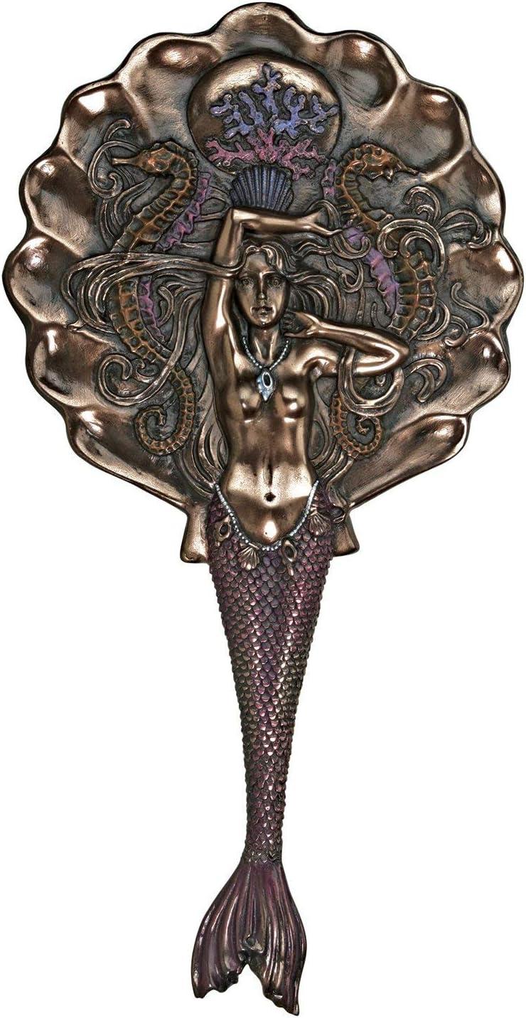 Celestial Mermaid Resin Hand Mirror with Seahorse Embellishments