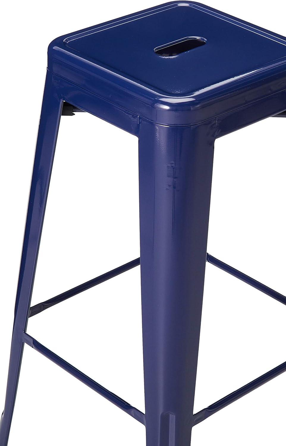 Loft Series Contemporary 30" Blue Metal Stackable Bar Stool