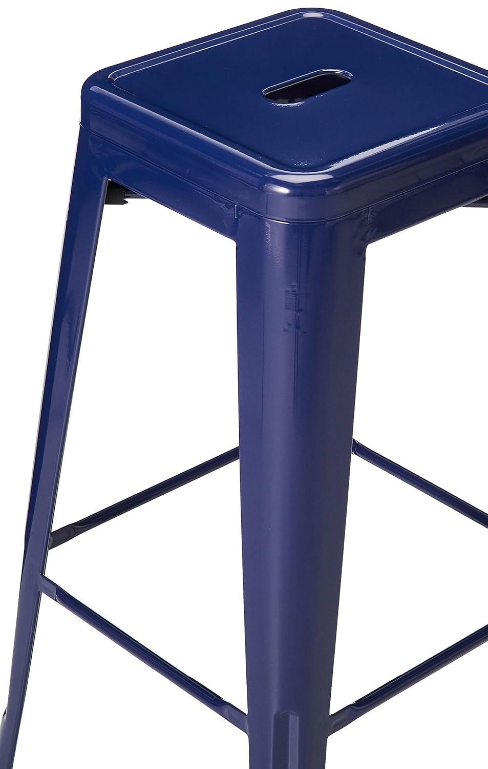 Loft Series Contemporary 30" Blue Metal Stackable Bar Stool