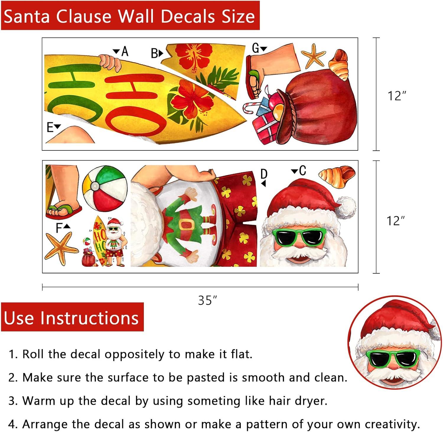 Hawaiian Christmas Santa Claus Wall Decals for Kids