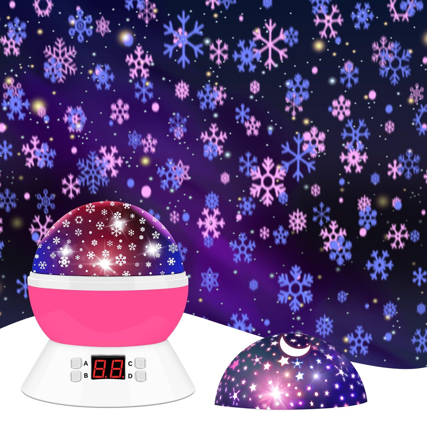 MOKOQI Star Projector Night Lights for Kids, Fun Gifts for 1-4-6-14 Year Old Girl and Boy, Projection Lamp for Kids Bedroom Ceiling, Stars and Moon for Child Asleep Peacefully (White)