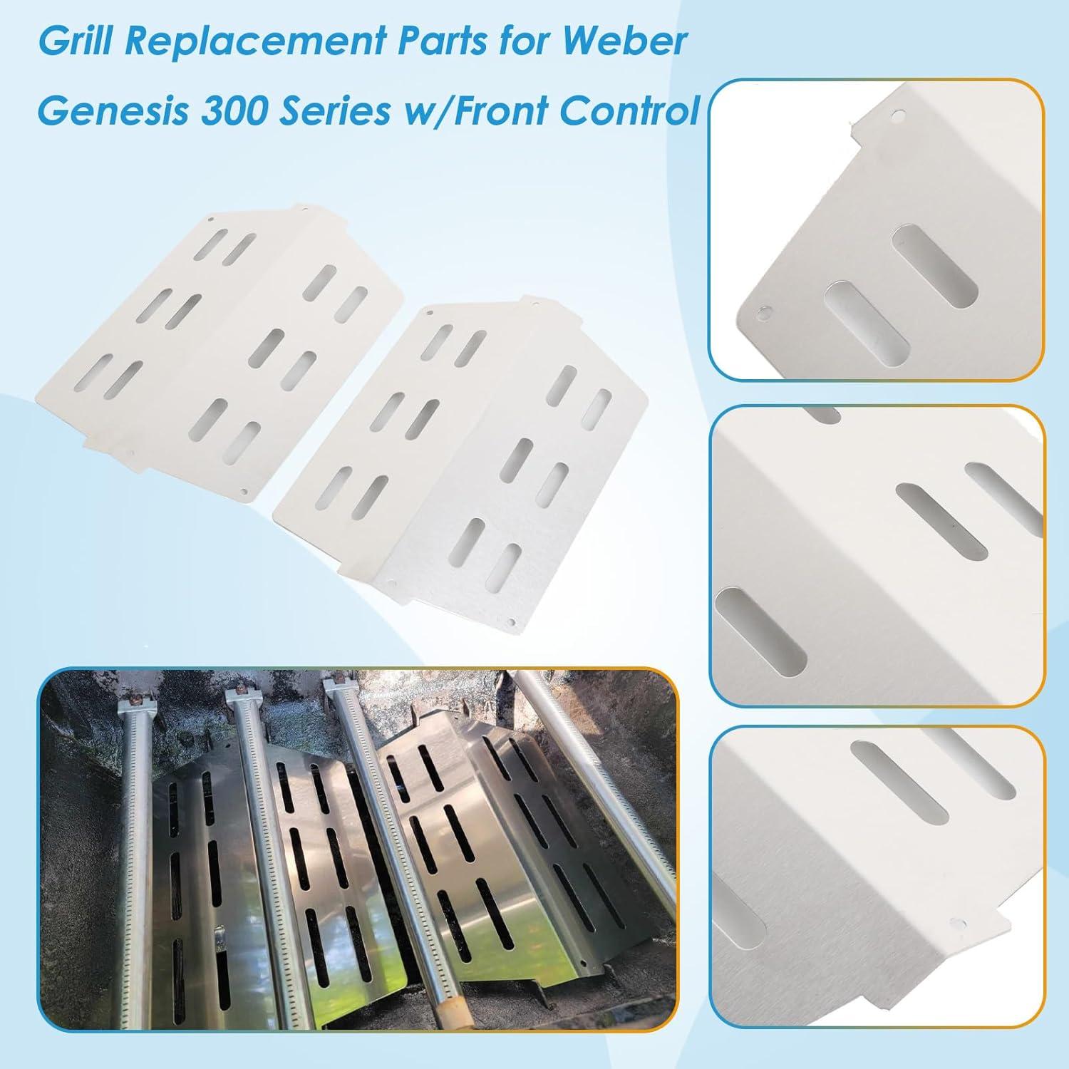 GasSaf 17.5 Grill Flavorizer Bars Heat Deflector for Weber Genesis Parts 310, Flavor Bar for Weber Genesis 300 310 320 330 EP310 EP320 EP330 (Front Knob 2011-Newer) Grill Parts Heat Plates 7620 7622