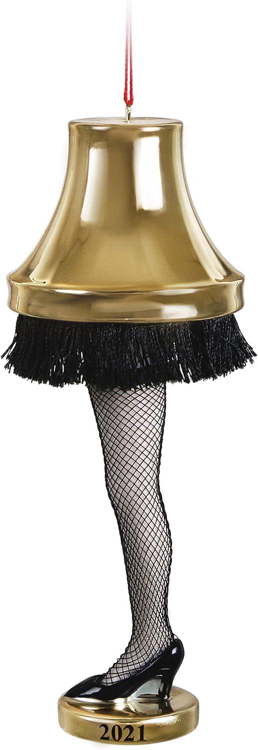 Gold and Black Porcelain Leg Lamp Christmas Ornament