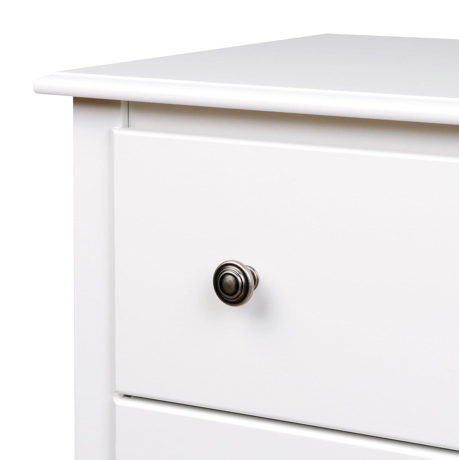 Prepac Tall 2 Drawer Nightstand with Open Shelf White: Laminated, Metal Glides, CARB Certified, 5 Year Warranty