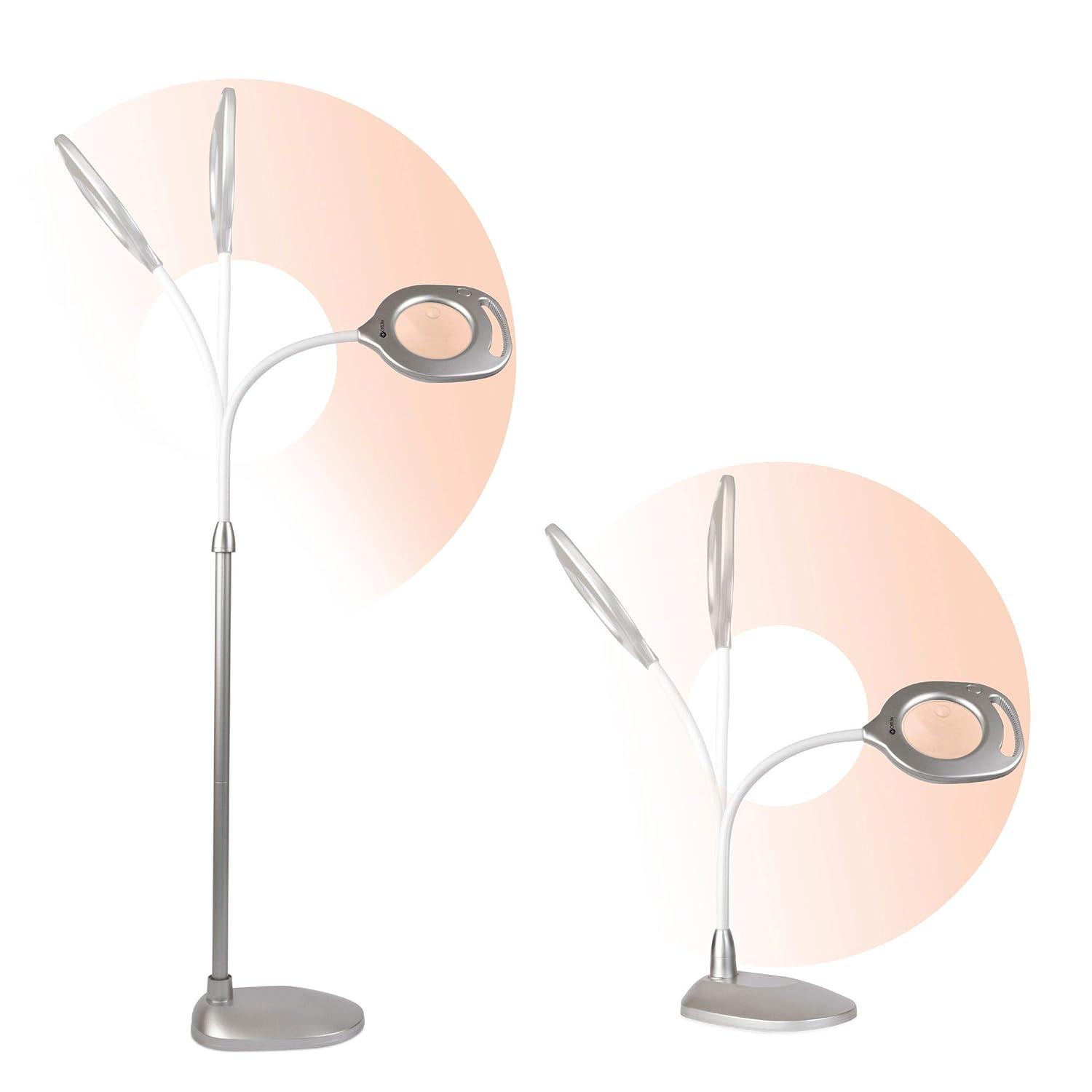 Ottlite 2-in-1 LED Magnifier Floor and Table Light, Silver